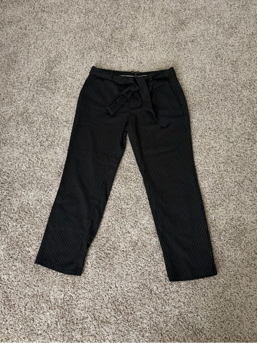 Banana Republic Black Pinstripe Capris with Waist Tie